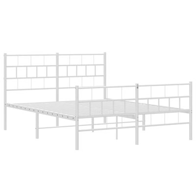 vidaXL Cadre de lit métal sans matelas et pied de lit blanc 135x190 cm