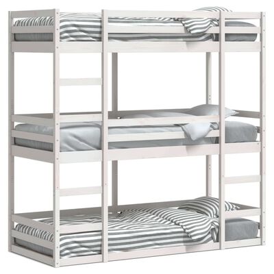 vidaXL Lit superposé triple sans matelas 90x200 cm bois de pin massif