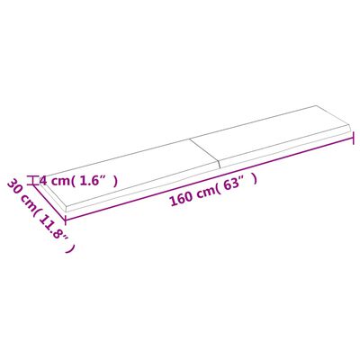 vidaXL Comptoir de salle de bain 160x30x(2-4)cm bois massif non traité