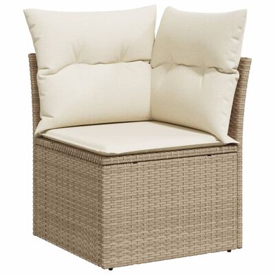 vidaXL Salon de jardin avec coussins 7 pcs beige résine tressée