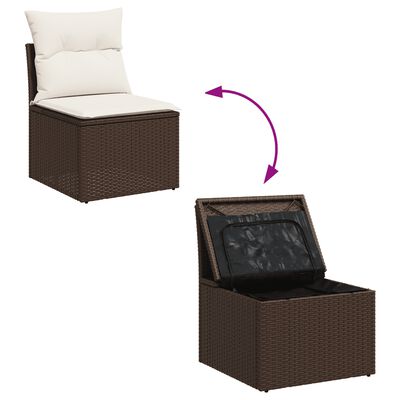 vidaXL Salon de jardin 4 pcs avec coussins marron résine tressée