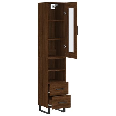 vidaXL Buffet haut Chêne marron 34,5x34x180 cm Bois d'ingénierie