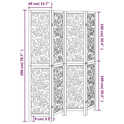 vidaXL Cloison de séparation 4 panneaux blanc bois de paulownia massif