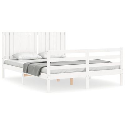 vidaXL Cadre de lit sans matelas blanc bois de pin massif