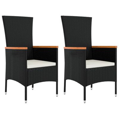 vidaXL Ensemble de salon de jardin 3 pcs noir poly rotin et acacia