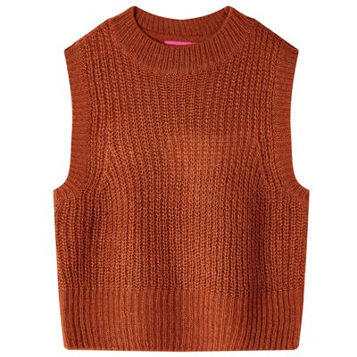 Gilet pull-over tricoté pour enfants cognac 128