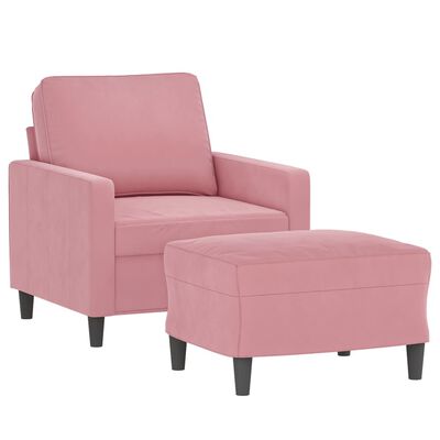 vidaXL Fauteuil avec repose-pied Rose 60 cm Velours