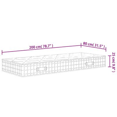 vidaXL Matelas à ressorts ensachés dureté moyenne 80x200 cm