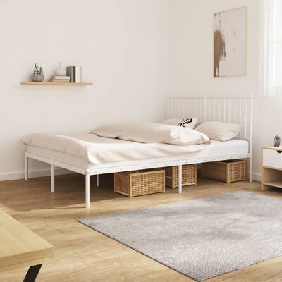 vidaXL Cadre de lit métal sans matelas et tête de lit blanc 135x190 cm