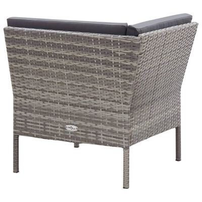 vidaXL Salon de jardin 3 pcs avec coussins Résine tressée Gris