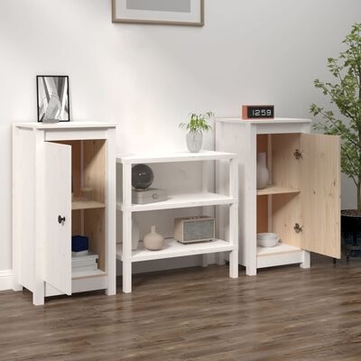 vidaXL Buffets 2 pcs blanc 39x35x80 cm bois massif de pin