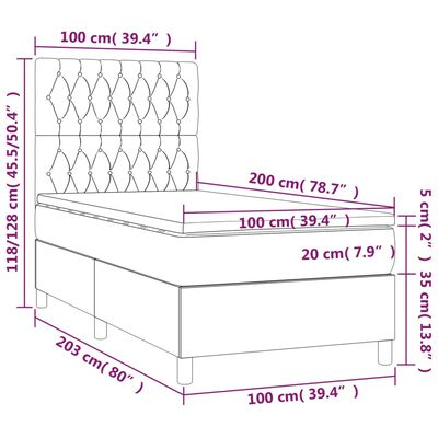 vidaXL Sommier à lattes de lit avec matelas et LED Crème 100x200 cm