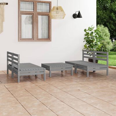 vidaXL Salon de jardin 5 pcs Gris Bois de pin massif