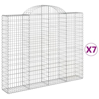 vidaXL Paniers à gabions arqués 7 pcs 200x30x160/180 cm Fer galvanisé