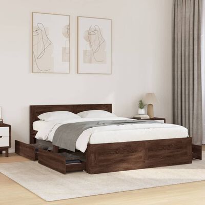 vidaXL Cadre de lit et tête de lit sans matelas chêne marron 140x190cm