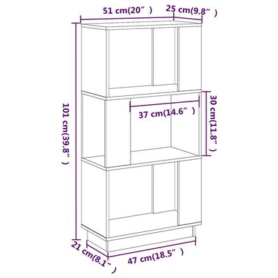 vidaXL Bibliothèque/Séparateur de pièce Gris 51x25x101 cm Pin massif