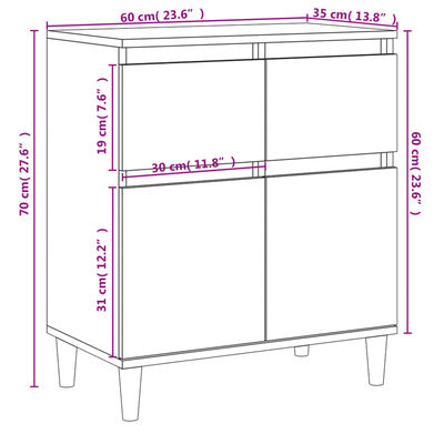 vidaXL Buffet Chêne marron 60x35x70 cm Bois d'ingénierie