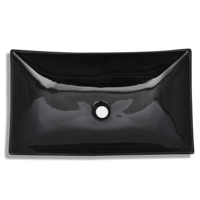 Vasque rectangulaire céramique Noir pour salle de bain