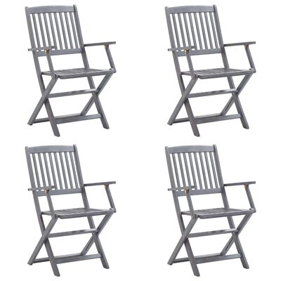 vidaXL Chaises pliables d'extérieur lot de 4 et coussins Bois d'acacia