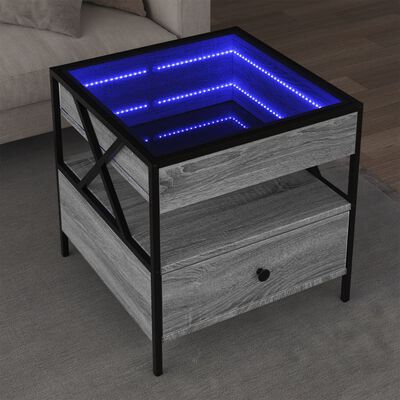 vidaXL Table basse avec LED Infinity sonoma gris 50x50x51 cm