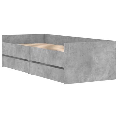 vidaXL Cadre de lit avec tiroirs sans matelas gris béton 90x200 cm