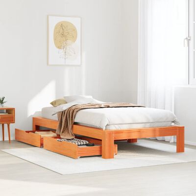 vidaXL Cadre de lit sans matelas cire marron 75x190 cm bois pin massif