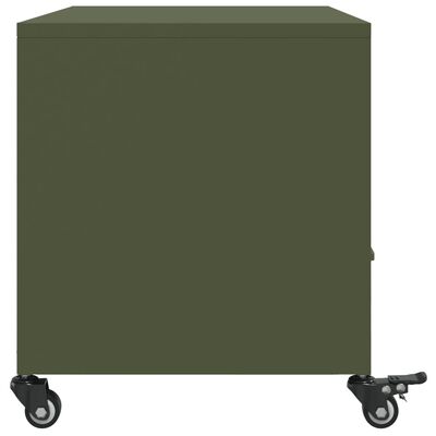 vidaXL Meuble TV vert olive 68x39x43,5 cm acier