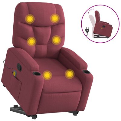 vidaXL Fauteuil inclinable de massage Rouge bordeaux Tissu