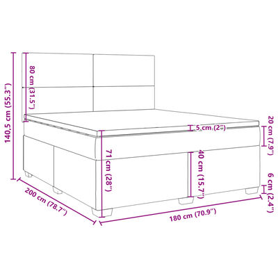 vidaXL Sommier à lattes de lit et matelas Gris clair 180x200cm Velours