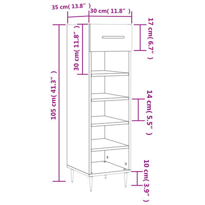 vidaXL Armoire à chaussures blanc 30x35x105 cm bois d'ingénierie