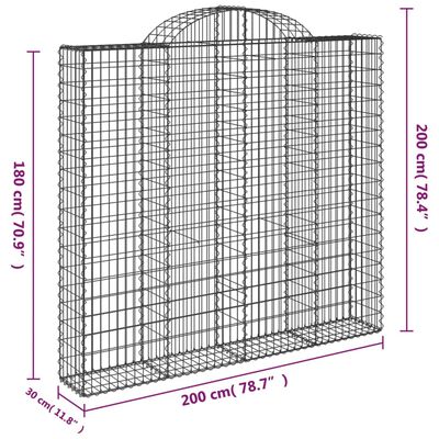 vidaXL Paniers à gabions arqués 3 pcs 200x30x180/200 cm Fer galvanisé