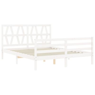 vidaXL Cadre de lit sans matelas blanc bois de pin massif