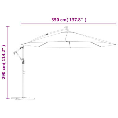 vidaXL Parasol de jardin en porte-à-feux et lumières LED mât en métal