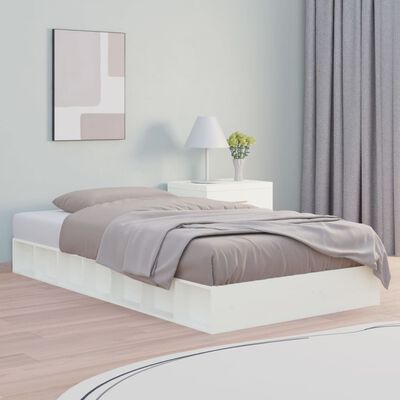 vidaXL Cadre de lit sans matelas blanc 90x190 cm bois massif