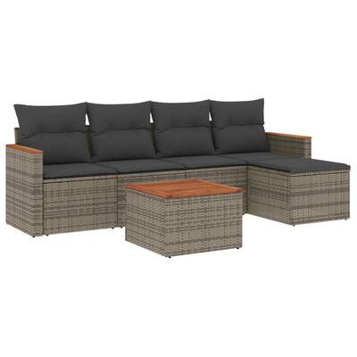 vidaXL Salon de jardin 6 pcs avec coussins gris résine tressée