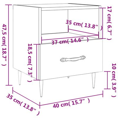 vidaXL Tables de chevet 2 pcs chêne sonoma 40x35x47,5 cm