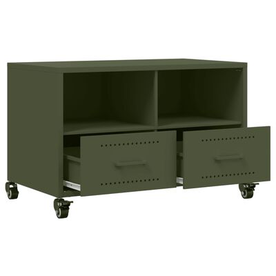 vidaXL Meuble TV vert olive 68x39x43,5 cm acier