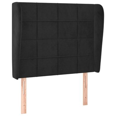 vidaXL Tête de lit avec oreilles Noir 103x23x118/128 cm Velours