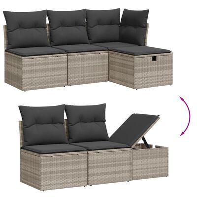 vidaXL Salon de jardin 6 pcs avec coussins gris clair résine tressée