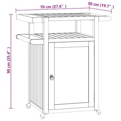 vidaXL Chariot de bar 70x50x90 cm bois de teck massif