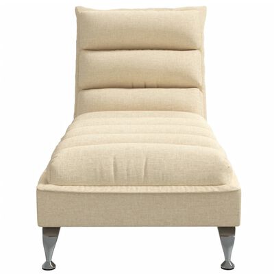 vidaXL Chaise longue avec coussins crème tissu