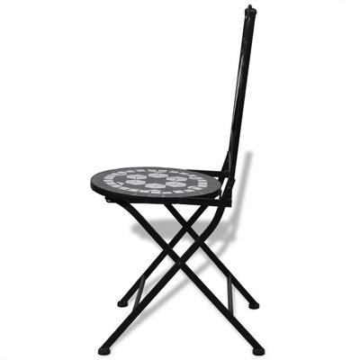 vidaXL Chaises pliables de bistro lot de 2 Céramique Noir et blanc