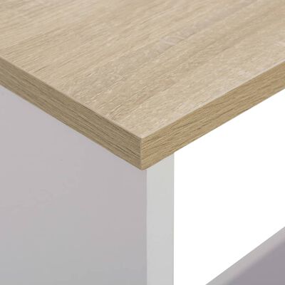 vidaXL Table de bar avec 2 dessus de table Blanc et chêne 130x40x120cm