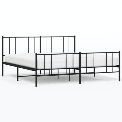 vidaXL Cadre de lit métal sans matelas avec pied de lit noir 180x200cm