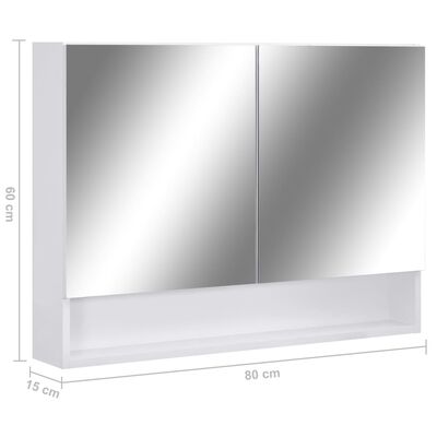 vidaXL Armoire à miroir de salle de bain LED Blanc 80x15x60 cm MDF