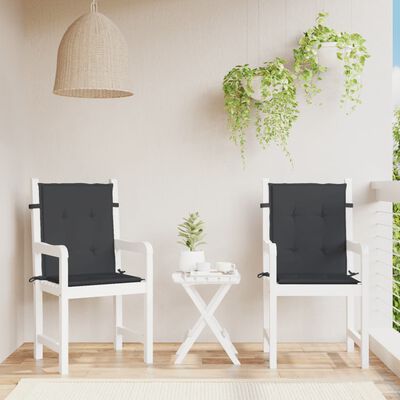 vidaXL Coussins de chaise de jardin à dossier bas lot de 2 noir