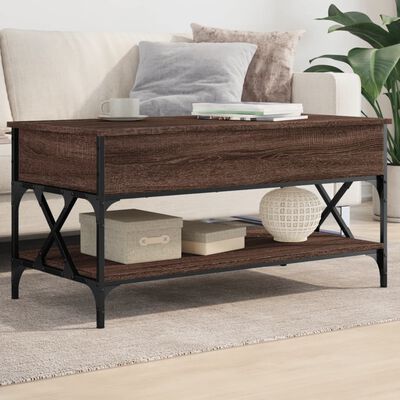 vidaXL Table basse chêne marron 100x50x50cm bois d'ingénierie et métal