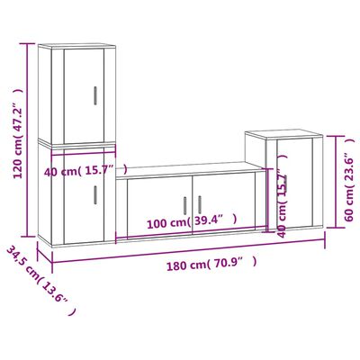 vidaXL Ensemble de meubles TV 4 pcs Blanc brillant Bois d'ingénierie