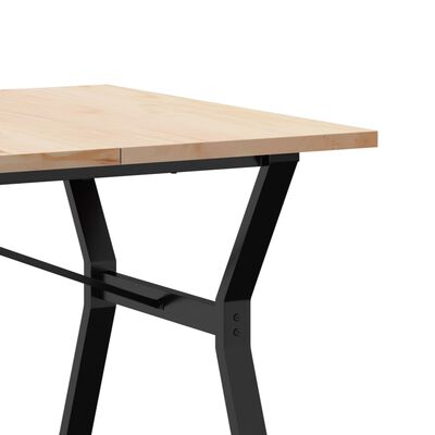 vidaXL Table à manger cadre en Y 180x90x75,5 cm bois pin massif fonte