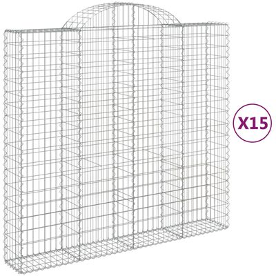 vidaXL Paniers à gabions arqués 15 pcs 200x50x180/200 cm Fer galvanisé